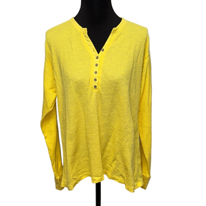 Cabela’s 2XL Bright Yellow Waffle Knit Long Sleeve Henley Top